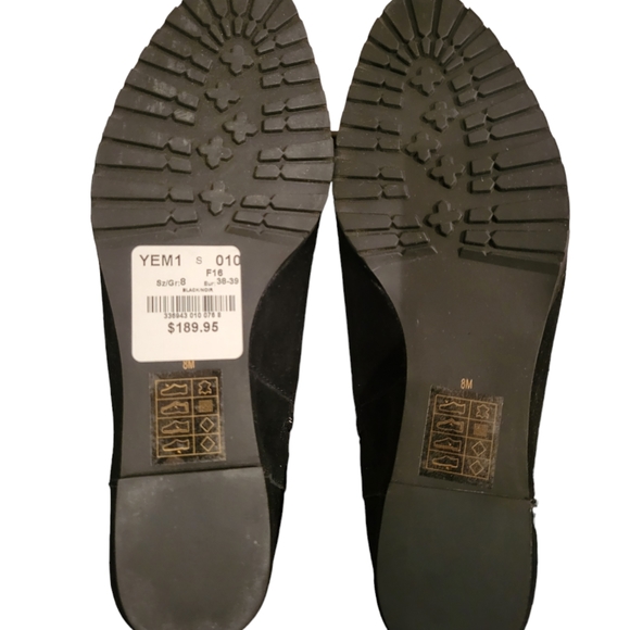 Le Chateau Black Suede Leather Knee High Flat Boots Size 8 38 NIB - Picture 3 of 4